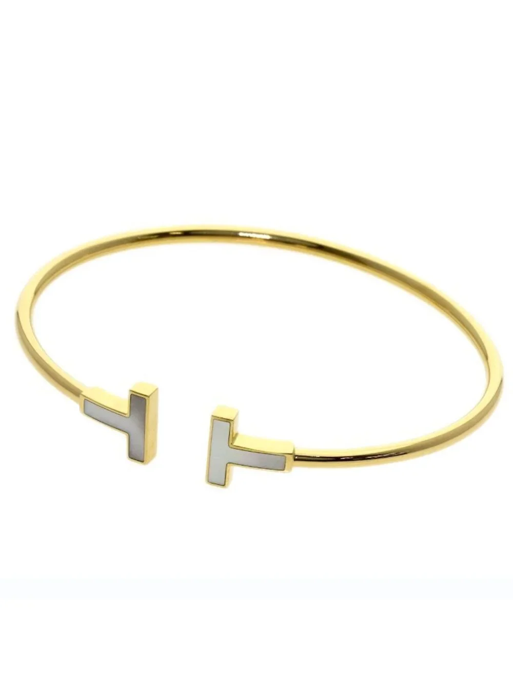 Tiffany & Co T Wire Shell Bracelet 18k Yellow Gold